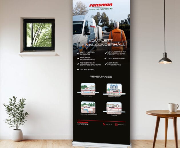 Design av tryckoriginal till rollup för Rensman AB
