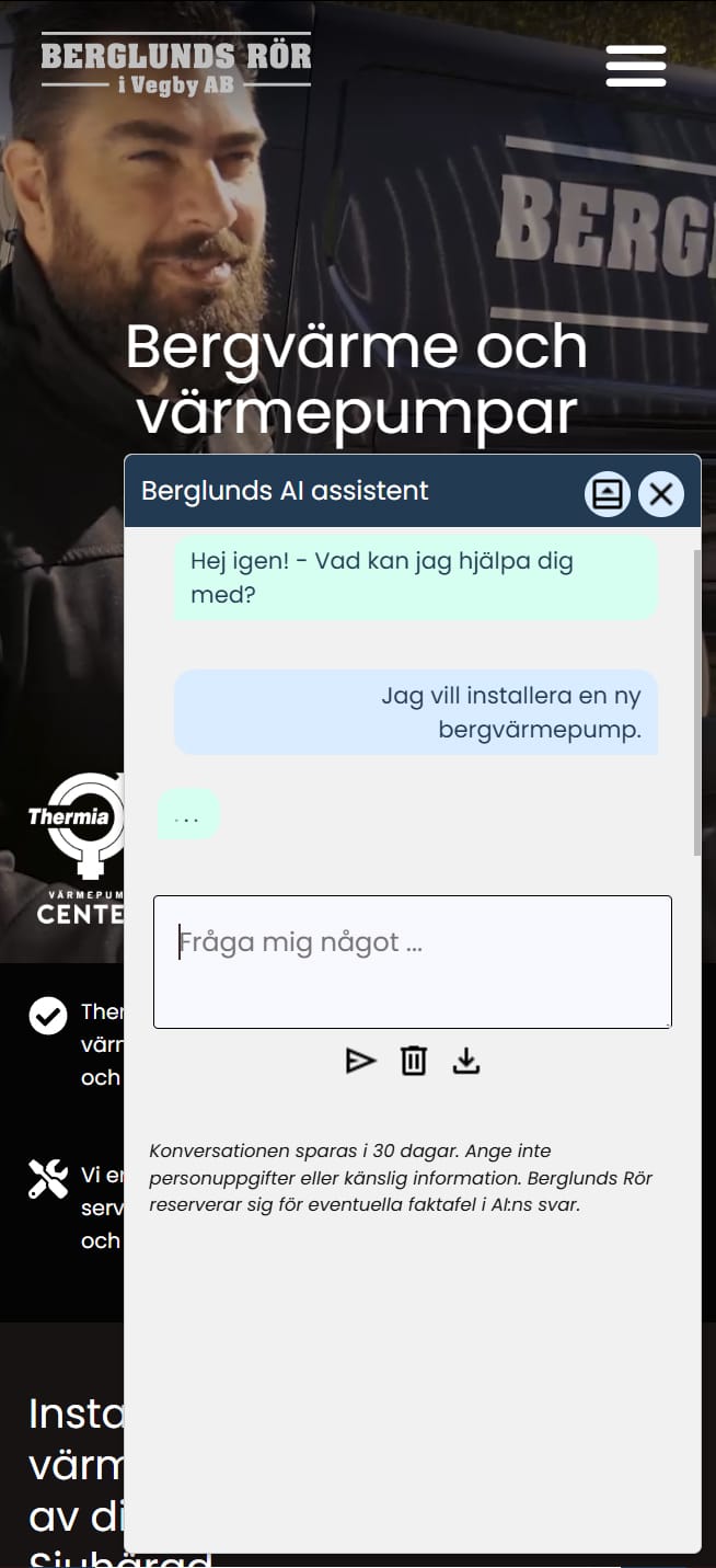 AI-chat på hemsida
